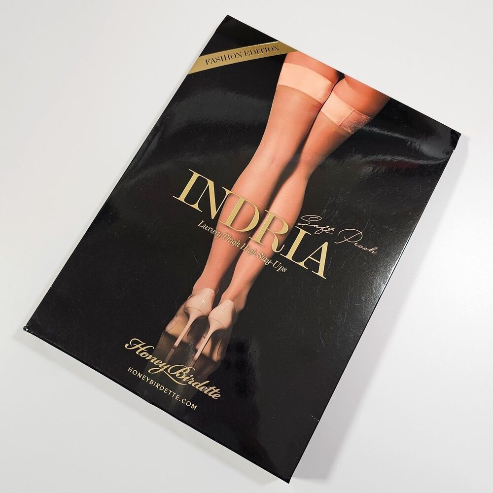 Honey Birdette Indria Peach Stay-Up Stockings Thigh Highs Size S